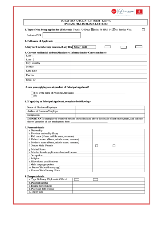 Top 5 Kenya Visa Application Form Templates Free To Download In PDF Format