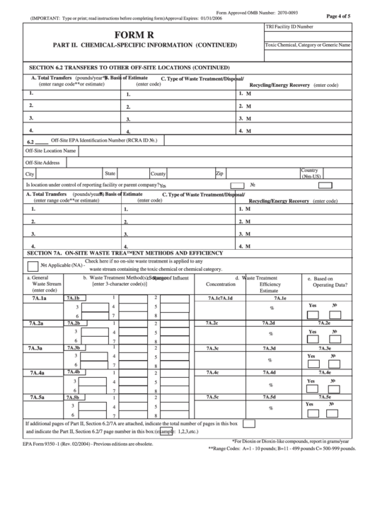 Epa Form R - Part Ii - Chemical-Specific Information (Continued) Printable pdf