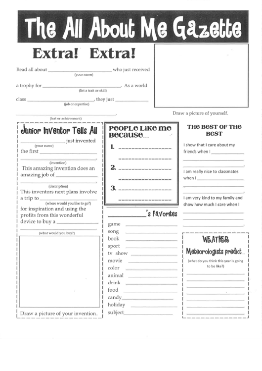 The All About Me Gazette Printable pdf