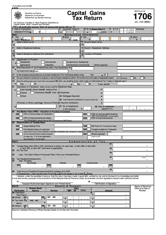 Capital Gains Tax Return printable pdf download