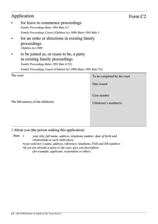 Application Form C2 - Children Need Families Printable pdf
