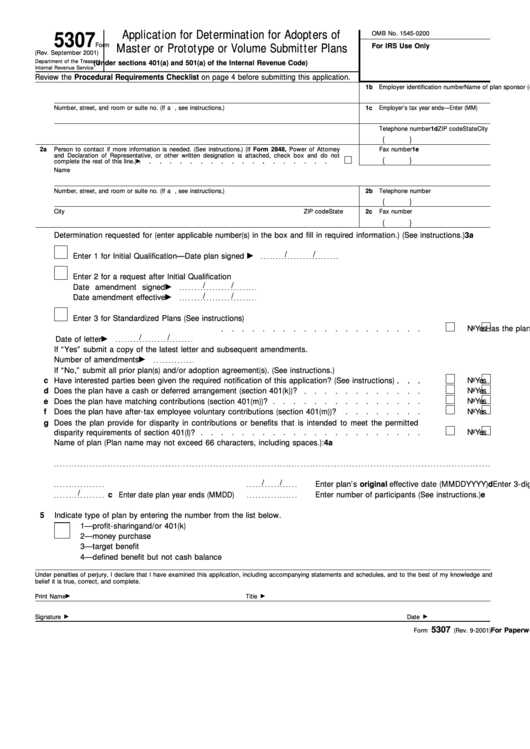 Fillable Application For Determination For Adopters Of Master Or Prototype Or Volume Submitter Plans Printable pdf