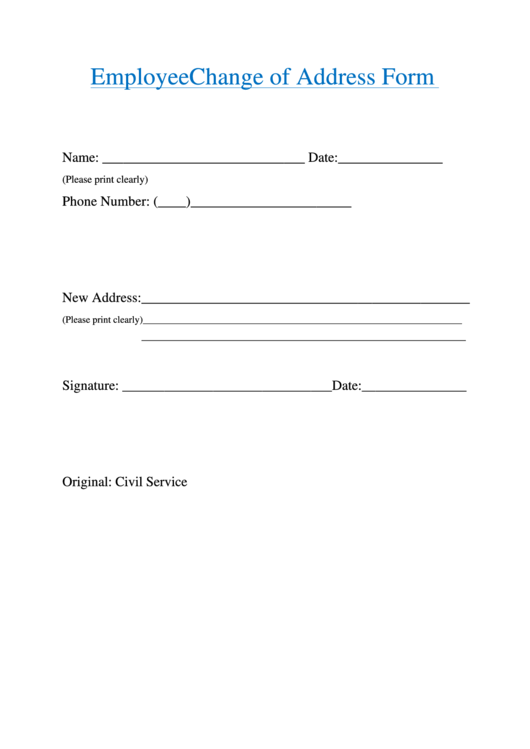 Employee Change Of Address Form Printable pdf