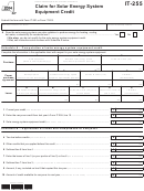 Form It-255, 2014, Claim For Solar Energy System Equipment Credit