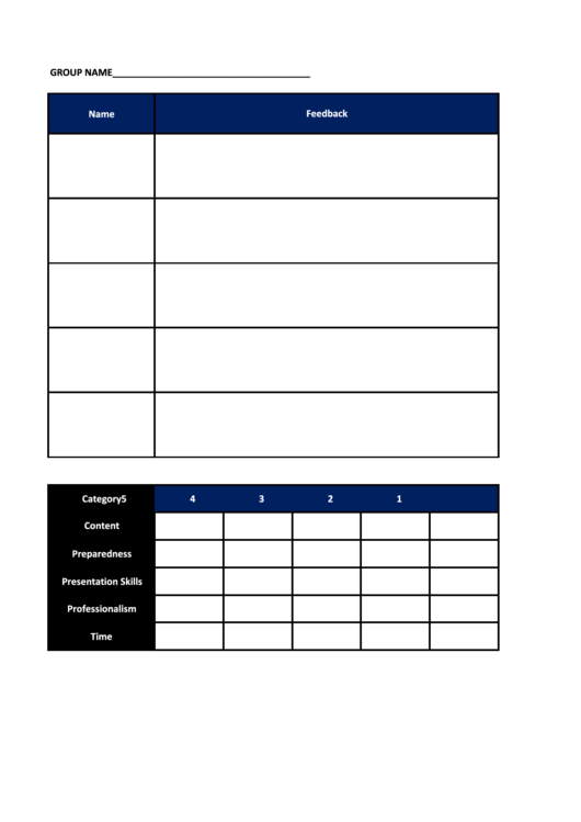 Group Presentation Evaluation Form Printable pdf