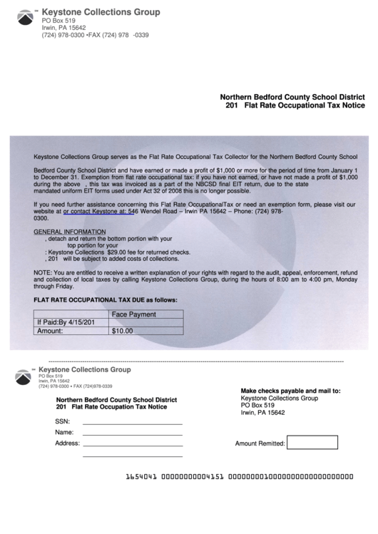Fillable Occupation Tax Notice Form Printable pdf