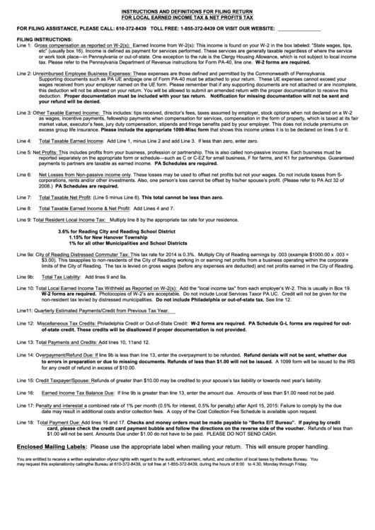 2014 Taxpayer Instructions And Worksheet printable pdf download