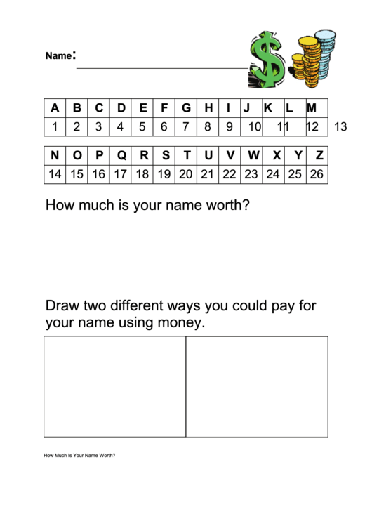 How Much Is Your Name Worth Printable pdf