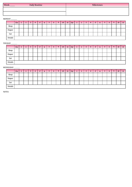 Baby Log (With Daily Routine And Milestones) Printable pdf