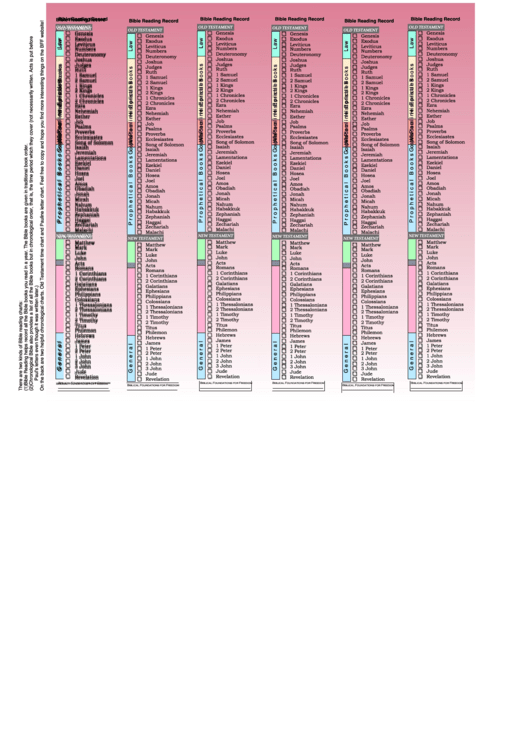 Bible Reading Record Template - Pink Printable pdf