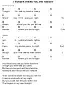 I Wonder Where You Are Tonight Chord Chart - 4/4 Time, Key Of G