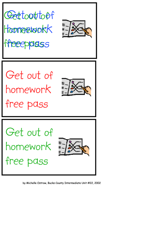 Get Out Of Homework Free Pass Template Printable pdf