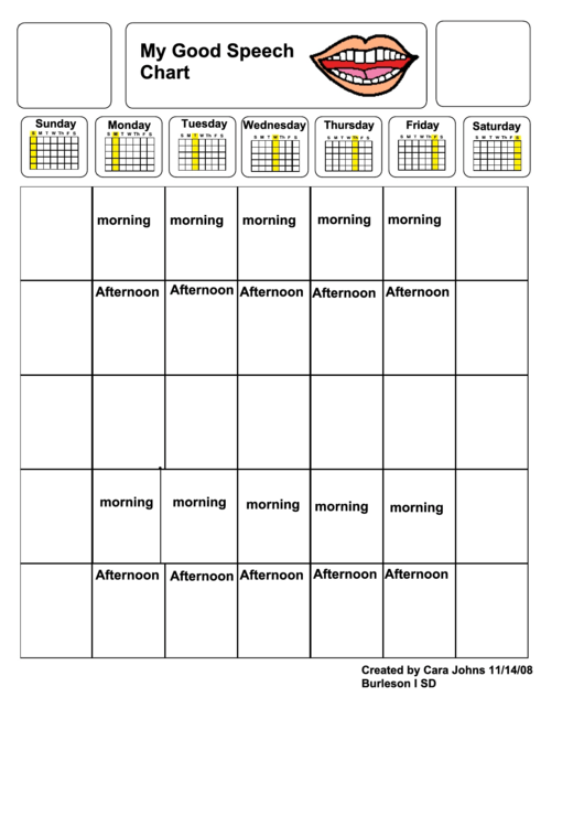 Good Speech Chart (Blank) Printable pdf