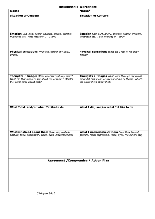 Relationship Worksheet Printable pdf