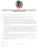 Basketball Team & Player Waiver, Release Of Liability And Indemnification Form