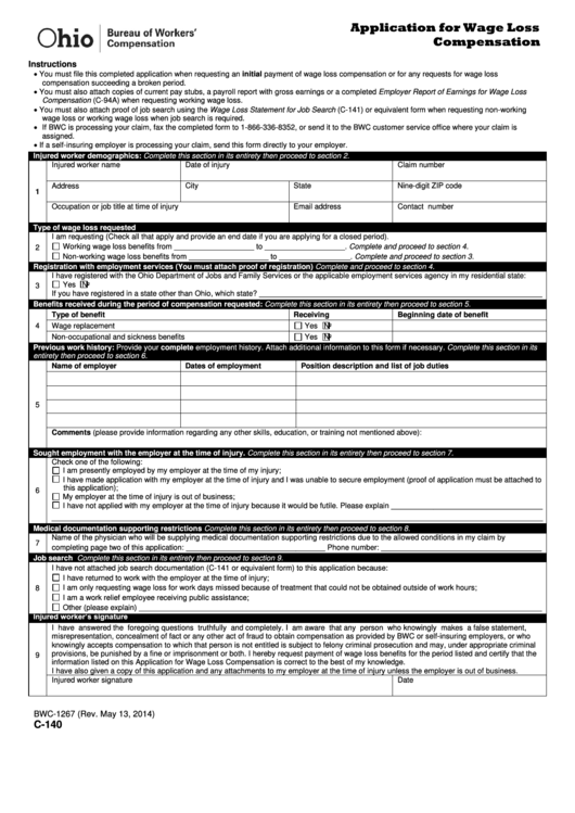 Application For Wage Loss Compensation Printable pdf