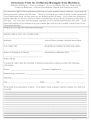 Grievance Form For California Managed Care Members