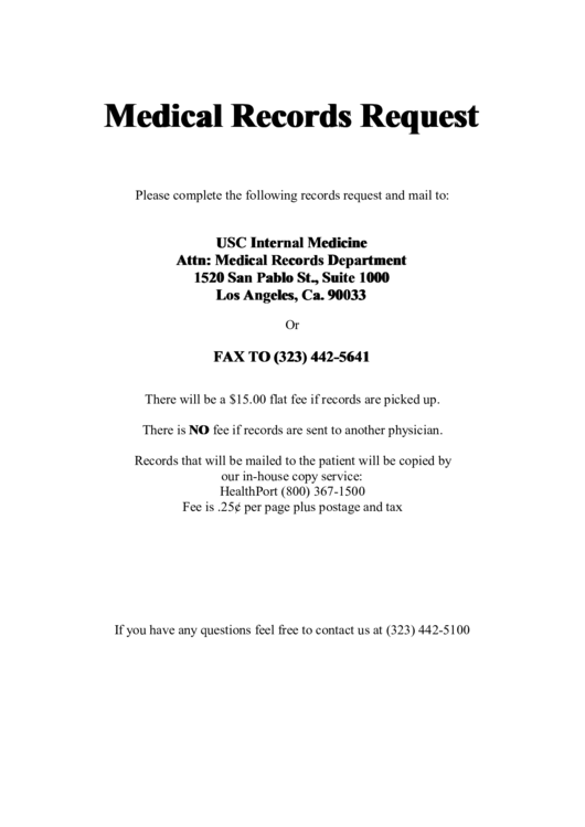Medical Records Request Printable pdf