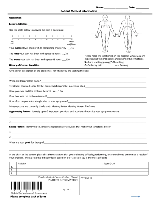 Patient Medical Information Printable pdf