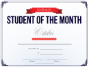 Student Of The Month Certificate Template - October