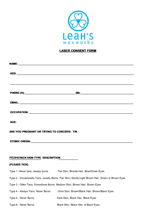 Laser Consent Form Printable pdf