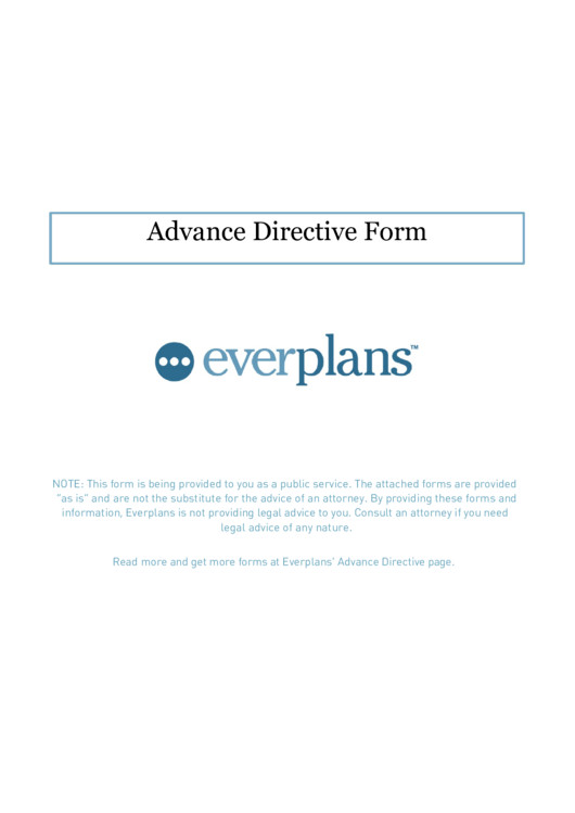 Advance Directive Form Printable pdf