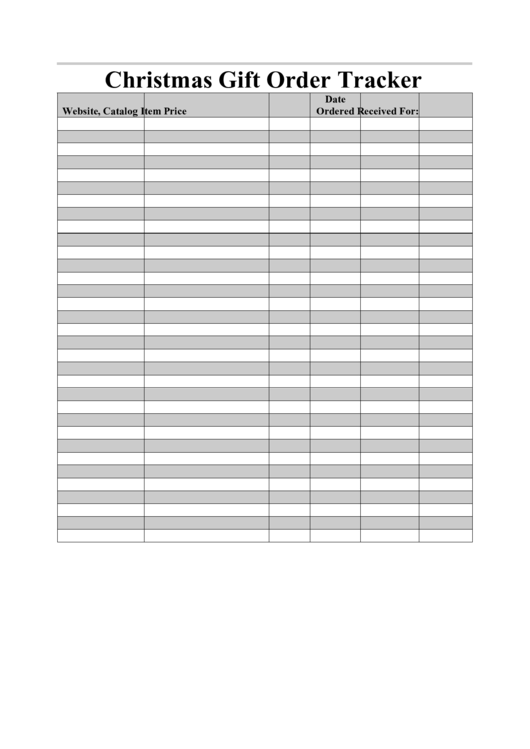 Black And White Christmas Gift Order Tracker Template