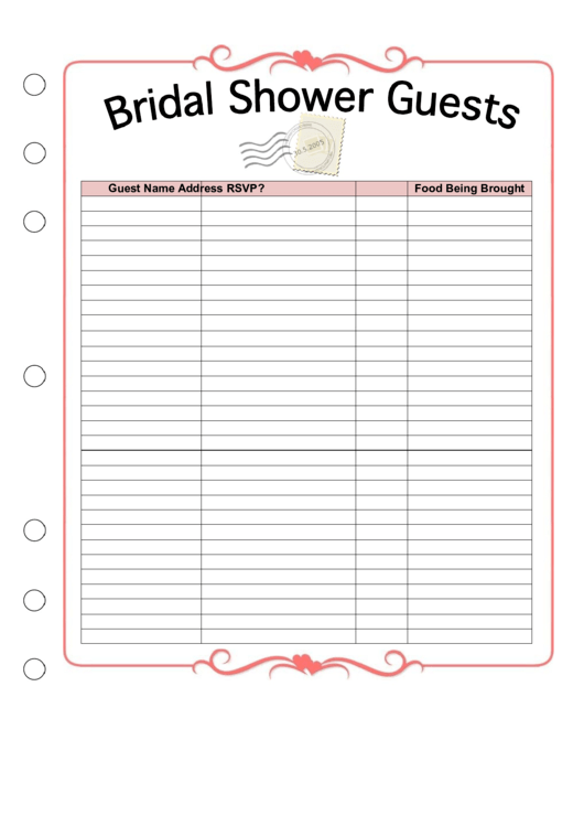 Baby Shower Guest List Printable pdf