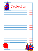 Kid Birthday To Do List