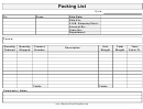 Packing List Template - Horizontal
