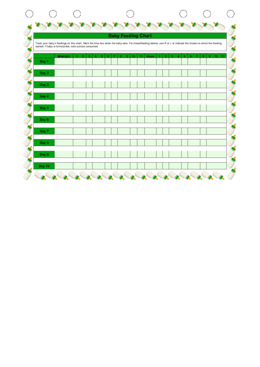 Baby Feeding Schedule Chart Printable pdf