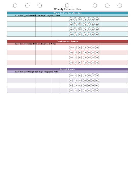 Exercise Planner Template Printable pdf