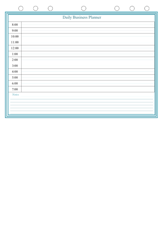 Daily Business Planner Template - Blue Border Printable pdf