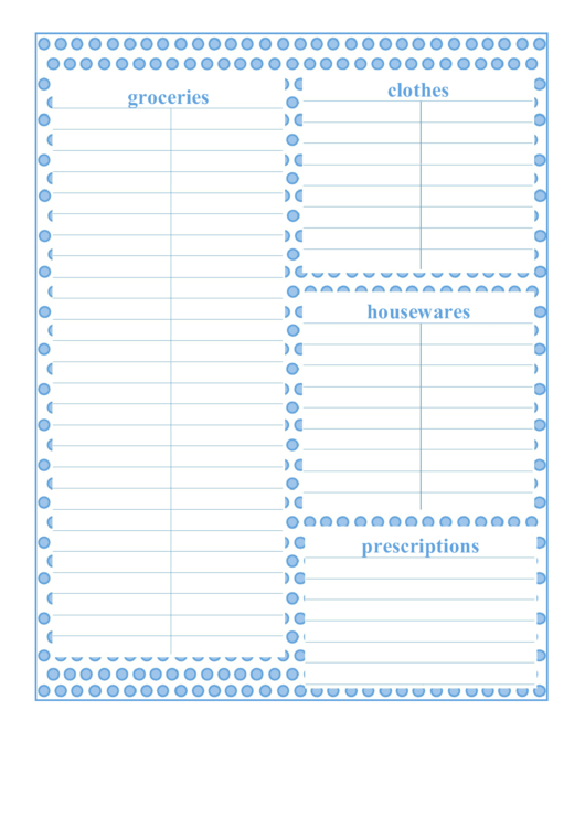 Shopping List Printable pdf