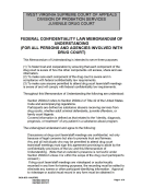 Federal Confidentiality Law Memorandum Of Understanding (for All Persons And Agencies Involved With Drug Court)