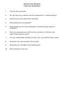 Retail Interview Questions Template