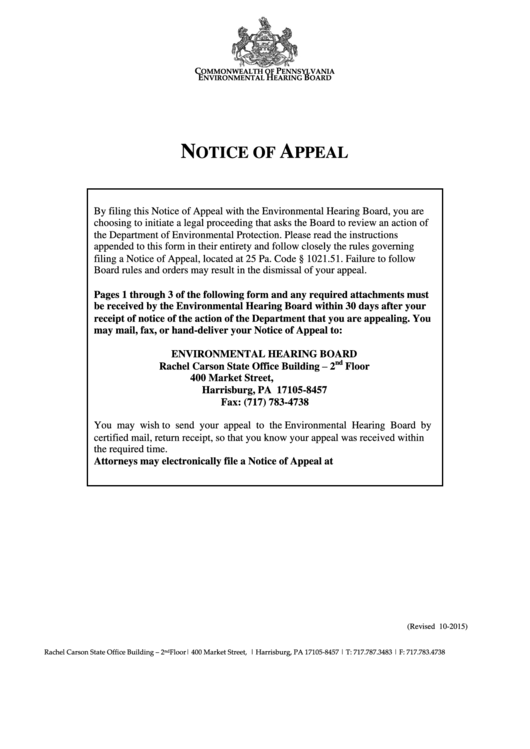 Notice Of Appeal Form