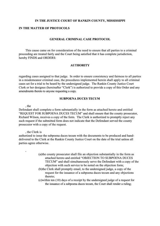 Request For Subpoena Duces Tecum Printable pdf