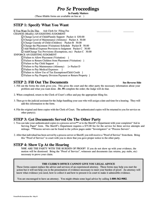 Fillable Pro Se Proceedings Printable pdf