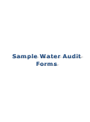 Sample Water Audit Forms