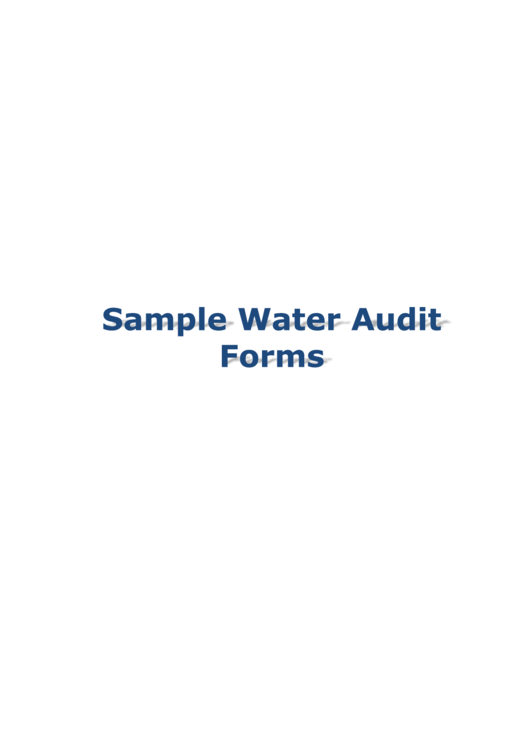 Sample Water Audit Forms Printable pdf