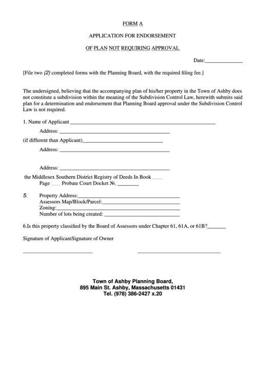 Application For Endorsement Printable pdf