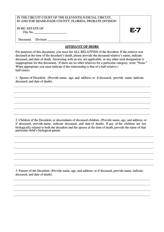 Affidavit Of Heirs Printable pdf