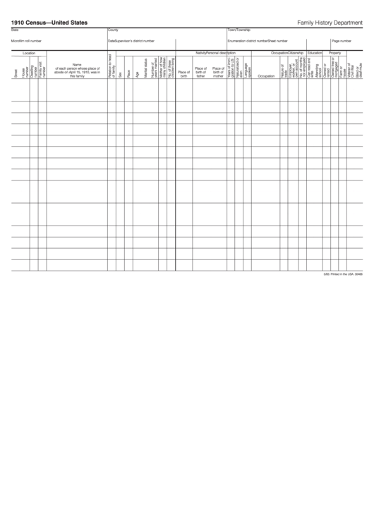 Top 1910 Census Form Templates Free To Download In PDF Format