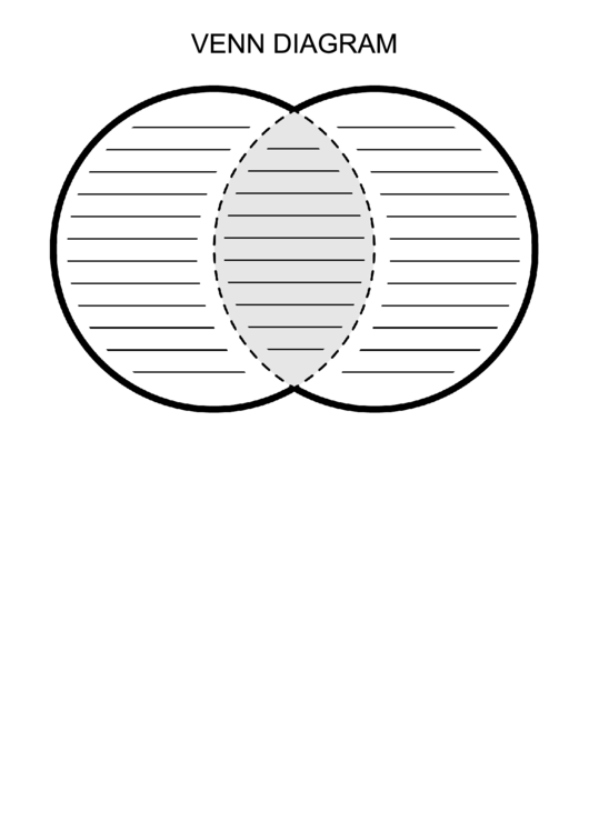 Venn Diagram Template - Grayscale, Lined, Bold Printable pdf