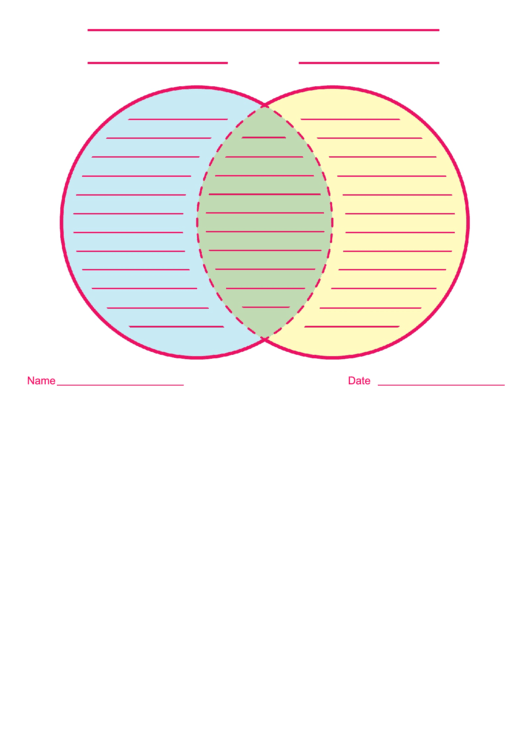 Venn Diagram Worksheet - Pink Lines, Bold