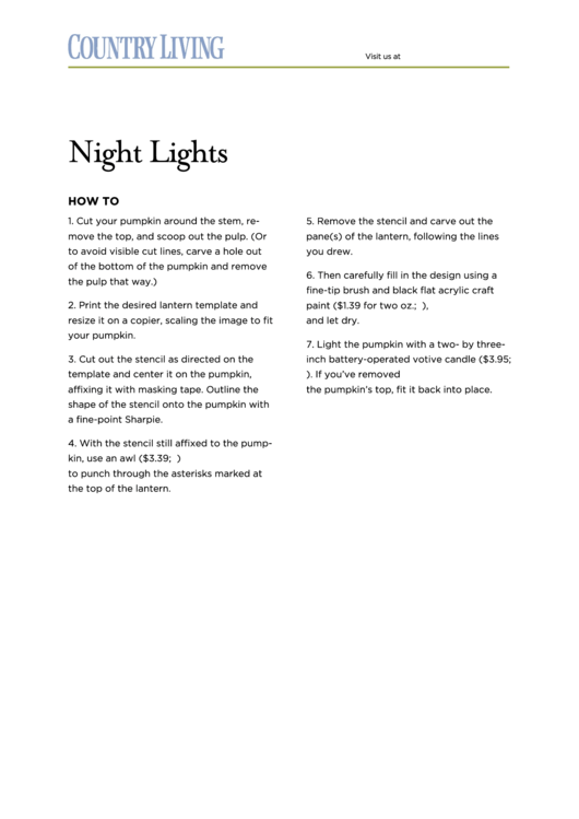 Night Lights - Pumpkin Carving Templates Printable pdf