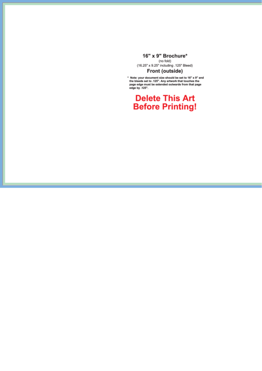 16 X 9 No Fold Brochure Template Printable pdf