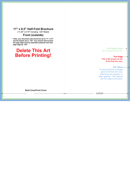 11 X 8.5 Half-Fold Brochure Template Printable pdf
