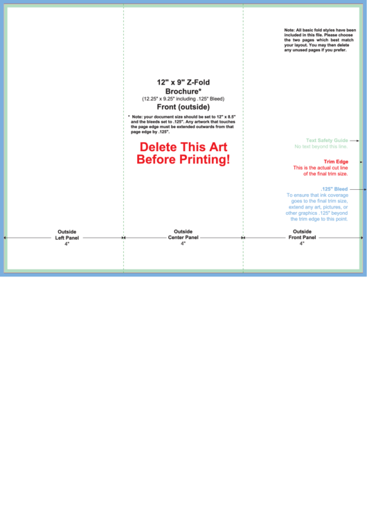 12 X 9 Z-Fold Brochure Template Printable pdf